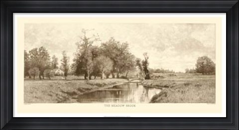 Framed Meadow Brook Sepia Print