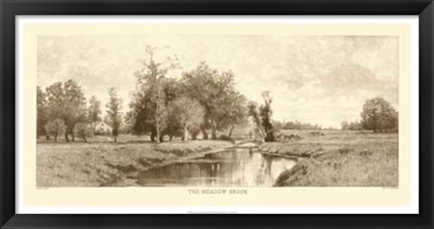 Framed Meadow Brook Sepia Print