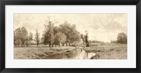 Framed Meadow Brook Sepia Print