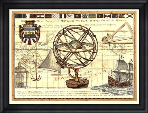 Framed Nautical Map I Print