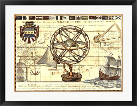 Framed Nautical Map I Print