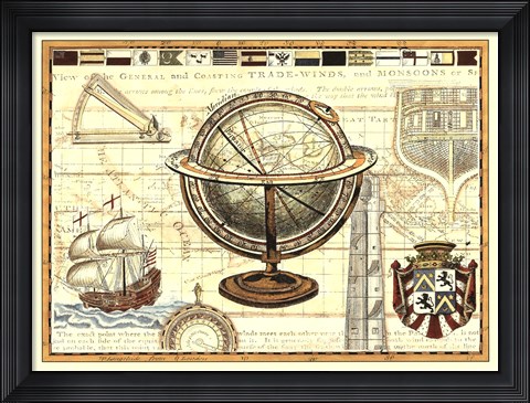 Framed Nautical Map II Print