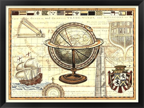 Framed Nautical Map II Print