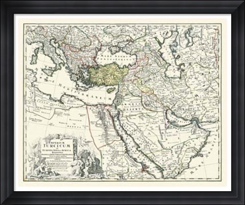 Framed Map of Europe, Asia and Africa Print