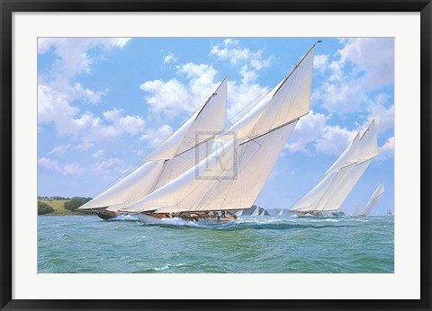 Framed Lulworth Racing Britannia and Westward of Cowes Print