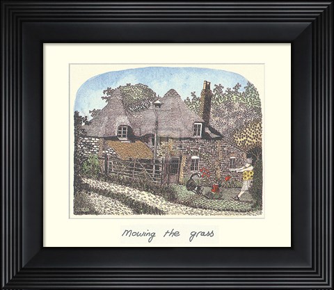 Framed Mowing The Grass Print