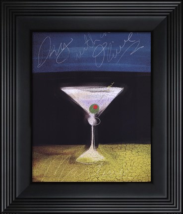 Framed Dry Martini with Olive Print