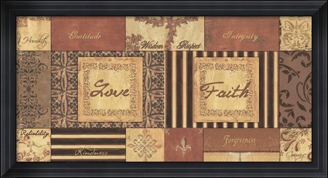 Framed NATURAL PATCHWORKLove/Faith Print