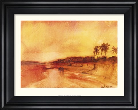 Framed Elephants At Turkwell River Print