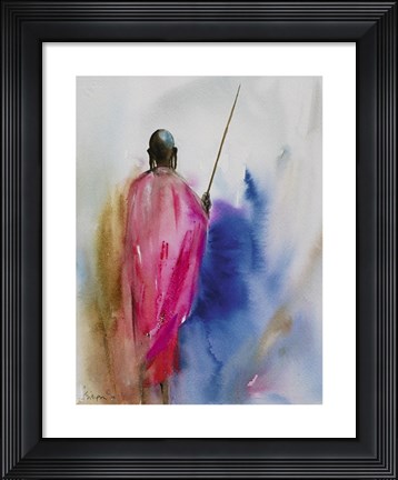 Framed Masai Herdsman Print