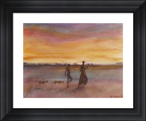Framed Boy, Girl And Two Dogs Print