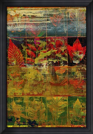 Framed Leaves In A Row I Print