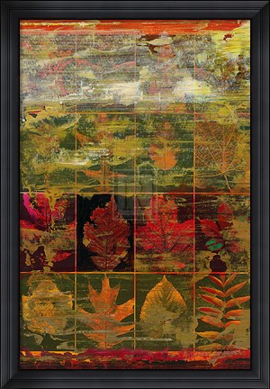 Framed Leaves In A Row III Print