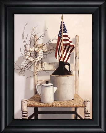 Framed Chair With Jug and Flag Print