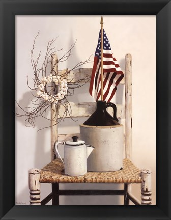 Framed Chair With Jug and Flag Print