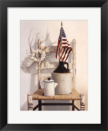 Framed Chair With Jug and Flag Print