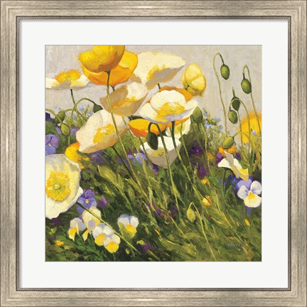 Framed Poppies and Pansies I Print