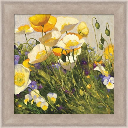 Framed Poppies and Pansies I Print