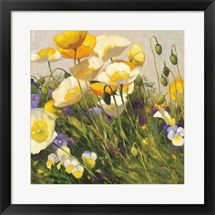 Framed Poppies and Pansies I Print