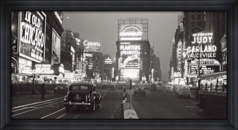 Framed Times Square at Night, NYC 1938 Print