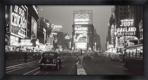 Framed Times Square at Night, NYC 1938 Print
