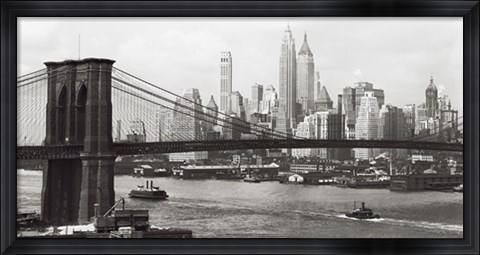 Framed Lower Manhattan &amp; the Brooklyn Bridge, 1937 Print