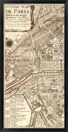 Framed Plan de la Ville de Paris, 1715 (L) Print