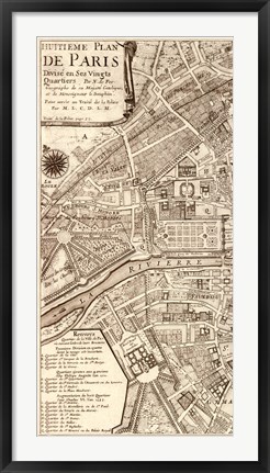 Framed Plan de la Ville de Paris, 1715 (L) Print