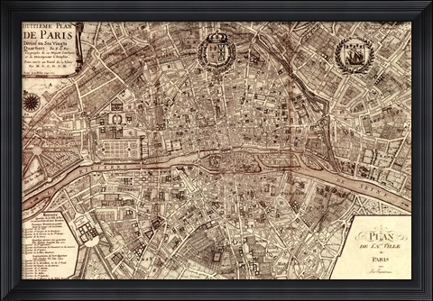 Framed Plan de la Ville de Paris, 1715 Print