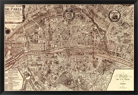 Framed Plan de la Ville de Paris, 1715 Print