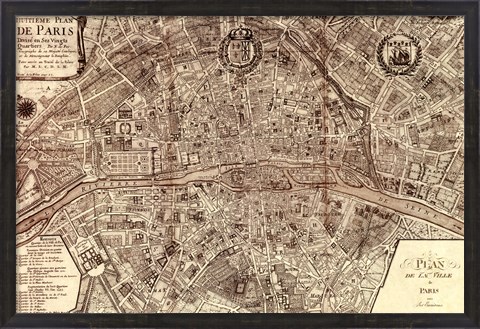 Framed Plan de la Ville de Paris, 1715 Print