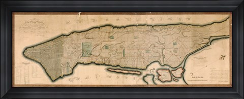 Framed New York and the Island of Manhattan, 1812 Print