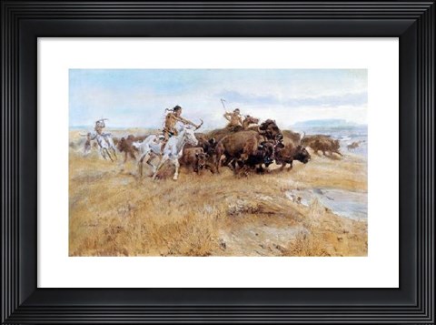 Framed Buffalo Hunt Print