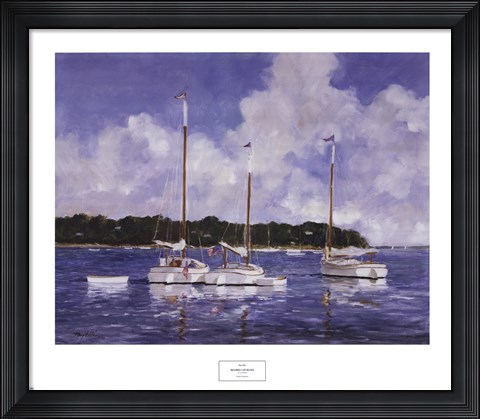 Framed Moored Cat Boats Print