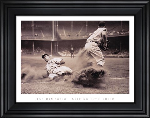 Framed Joe DiMaggio Sliding Into Third Print