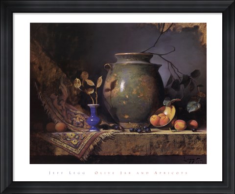 Framed Olive Jar and Apricots Print