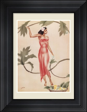 Framed Lady with Red Dress Print