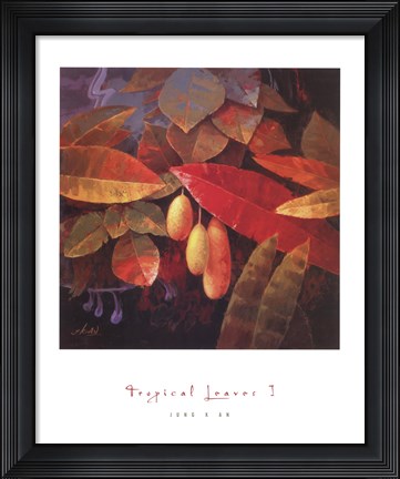 Framed Tropical Leaves I Print