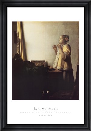 Framed Woman with a Pearl Necklace Print