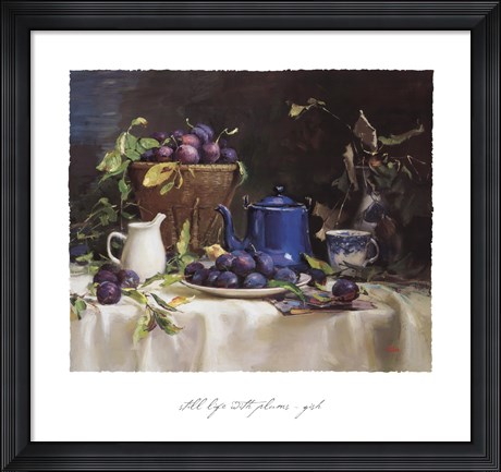 Framed Still Life with Plums Print