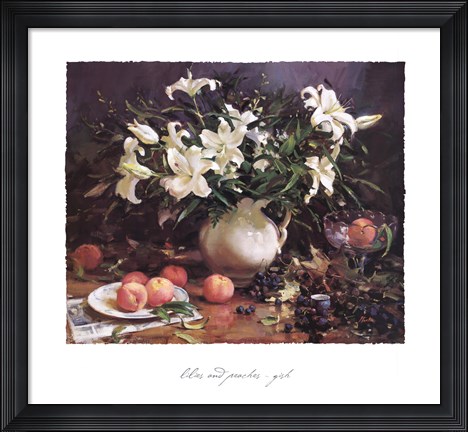 Framed Lilies and Peaches Print