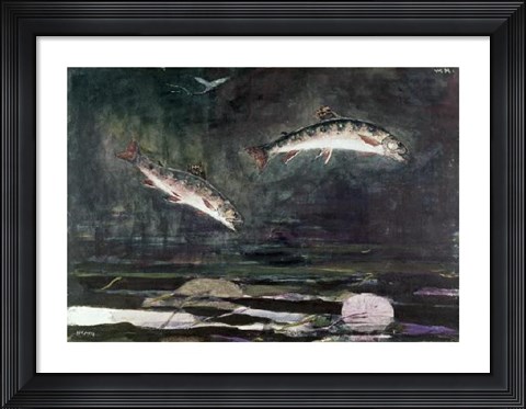 Framed Leaping Trout Print