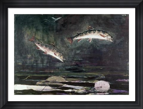 Framed Leaping Trout Print