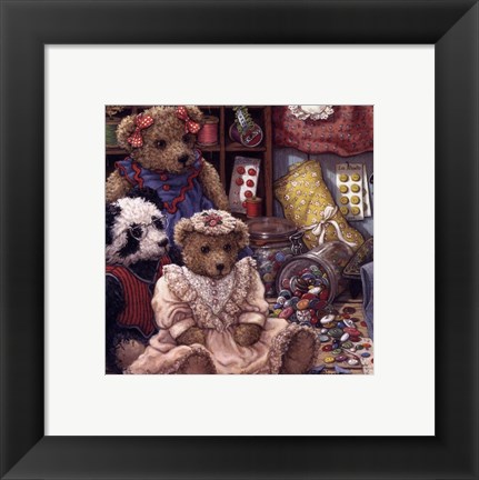Framed Buttons N&#39; Bears Print