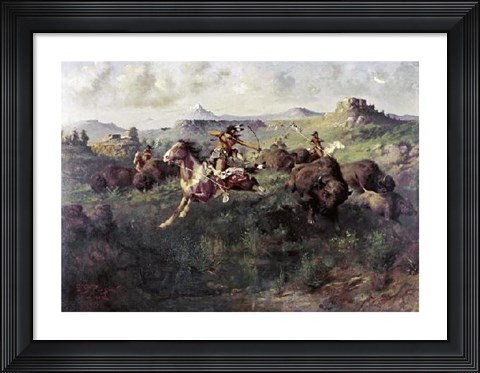 Framed Buffalo Hunt Print