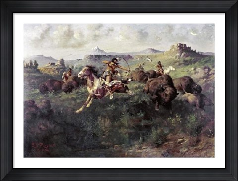 Framed Buffalo Hunt Print