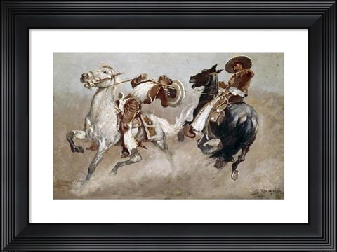 Framed Cowboy Fun In Old Mexico Print