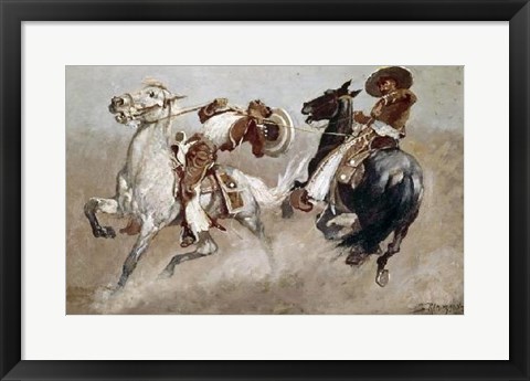 Framed Cowboy Fun In Old Mexico Print
