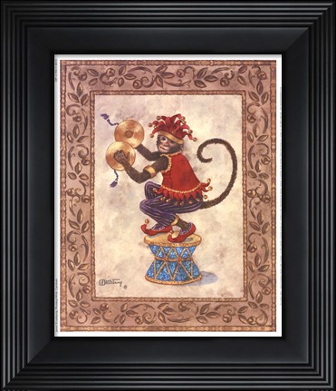 Framed Monkey With Cymbals Print