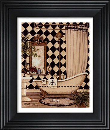Framed Elegant Bath I Print
